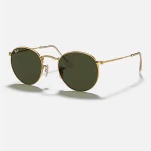 Never worn ray ban round sunglasses- green lens with gold